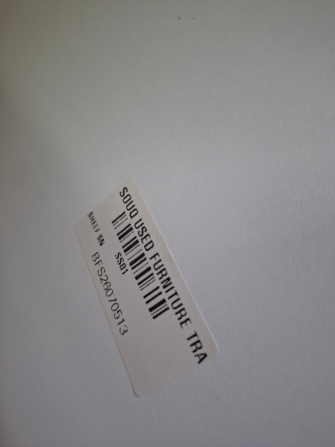 Bufaisal barcode label BFS26070513 for used white multi-compartment shelving unit