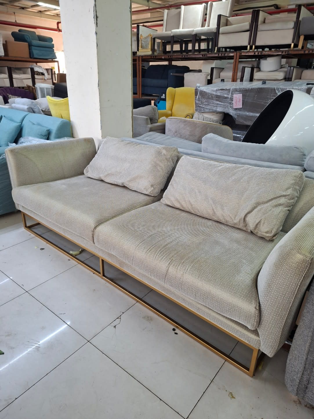 2-Seater Sofa with Gold Metal Frame