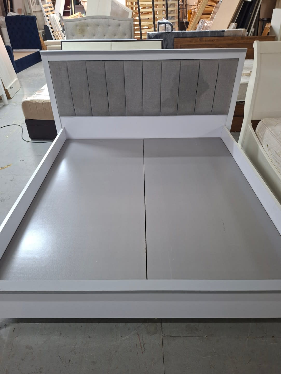 King Bed Frame with Upholstered Headboard