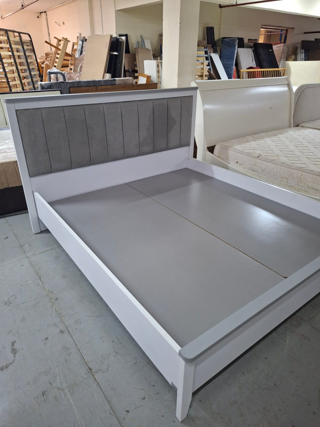 King Bed Frame with Upholstered Headboard 2