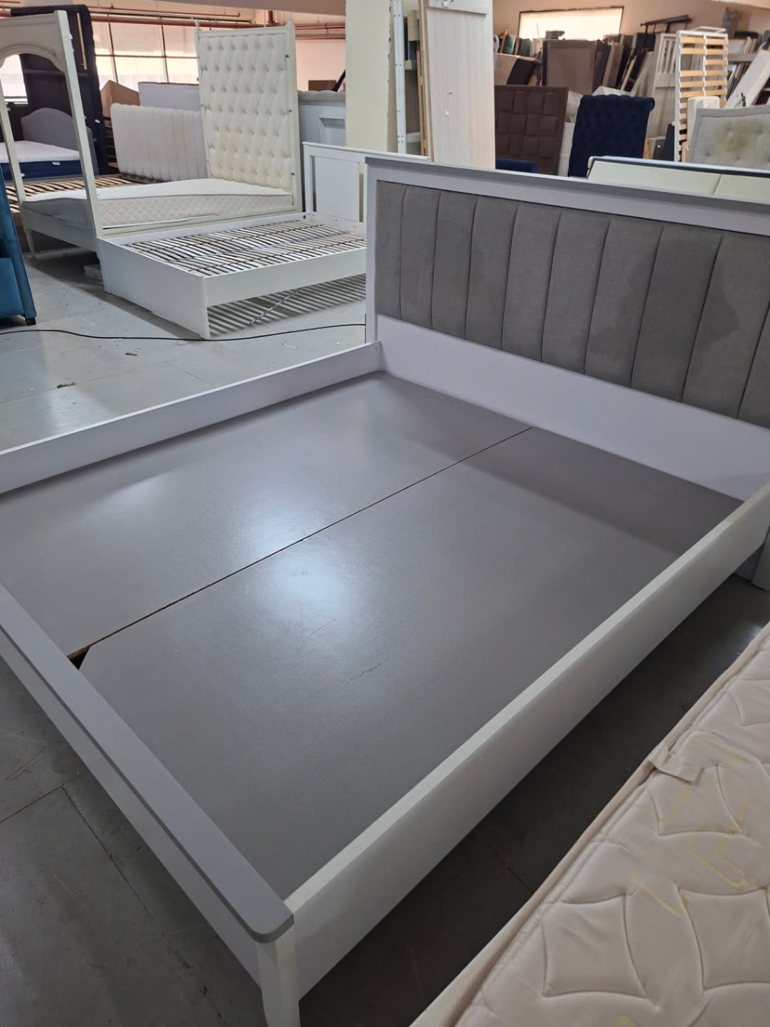 King Bed Frame with Upholstered Headboard 3