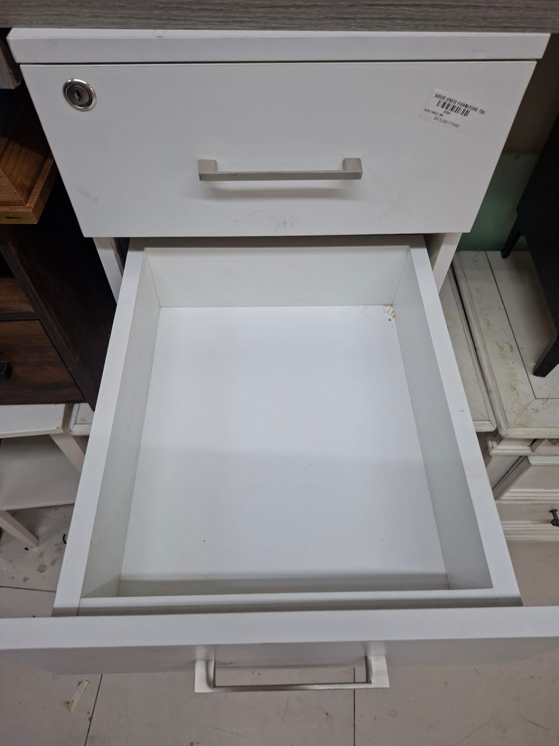 under-desk office filing pedestal with a white finish. 3