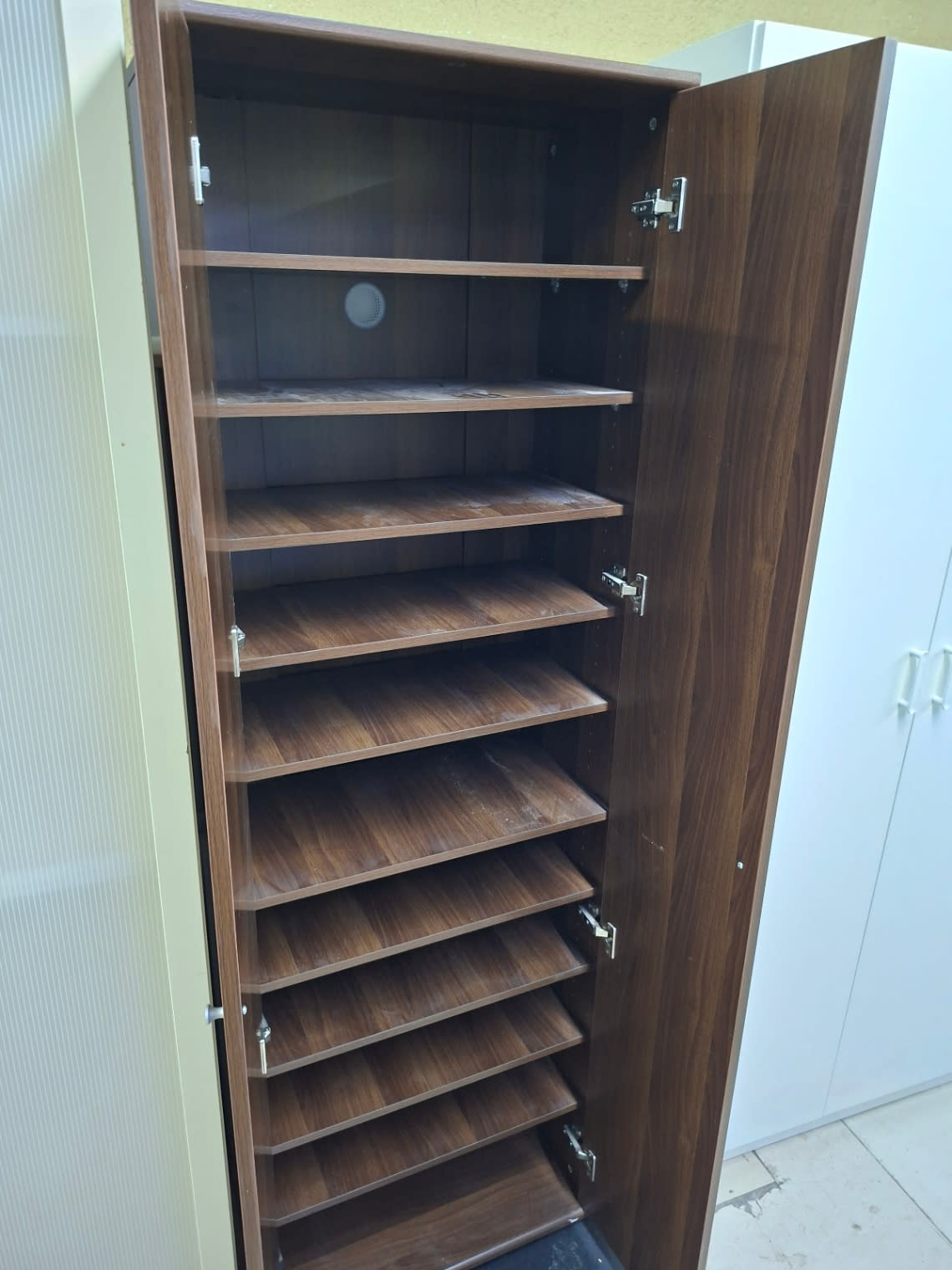 tall, freestanding wooden shoe cabinet 3