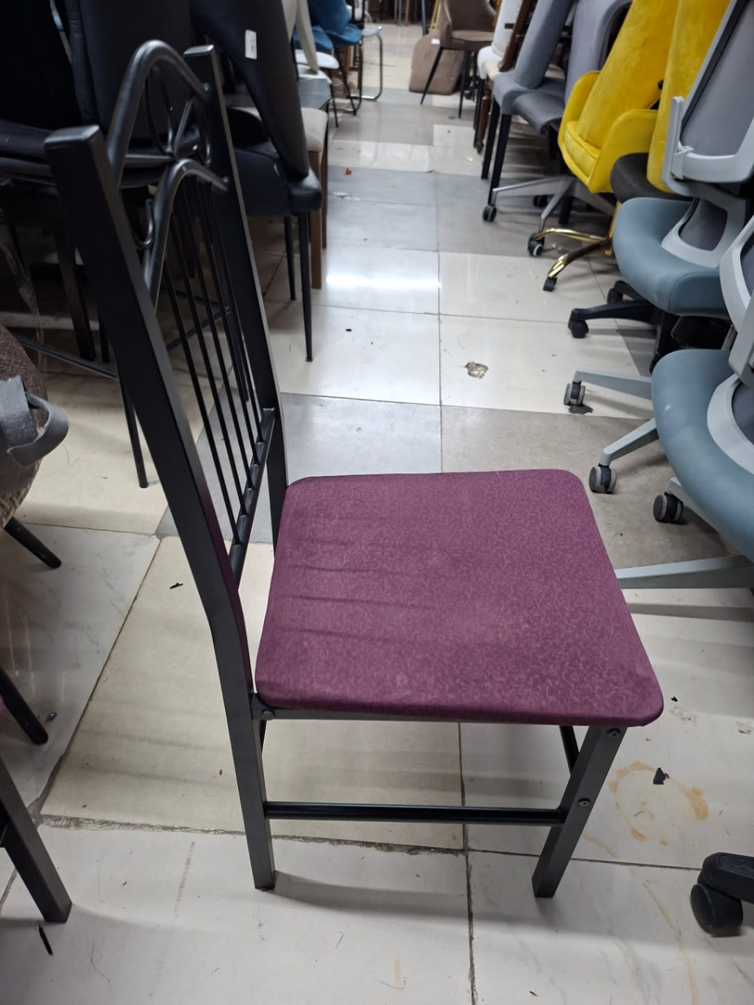 metal dining chair with an upholstered seat 2