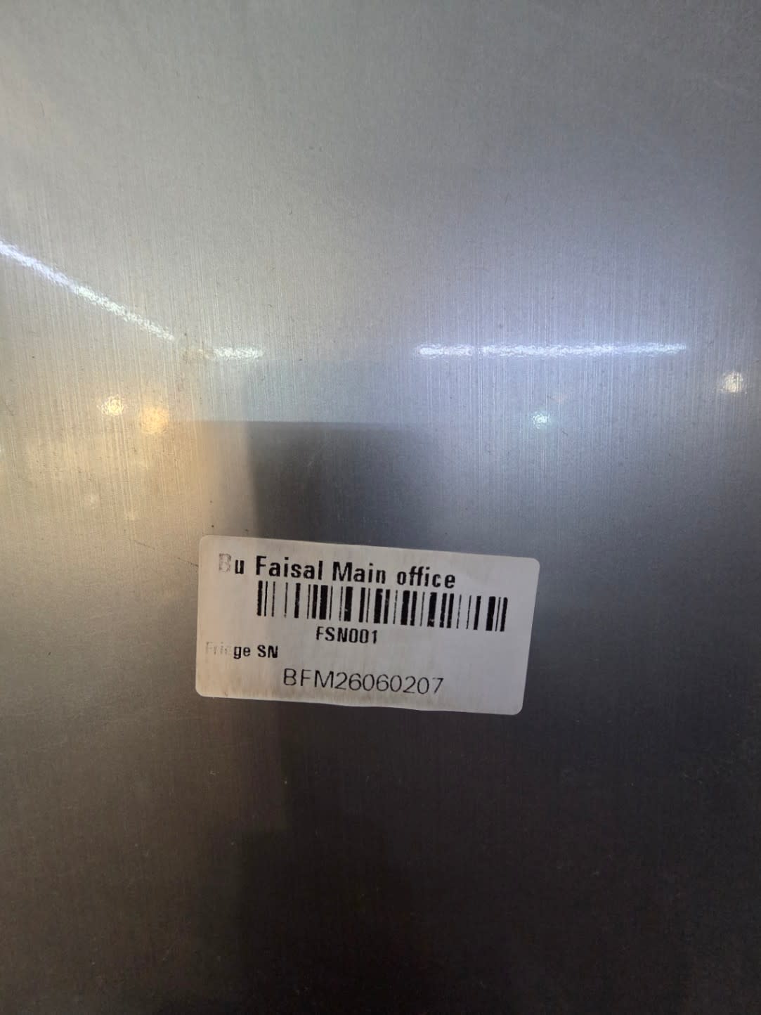 Bufaisal barcode label BFM26060207 for used LG side-by-side refrigerator