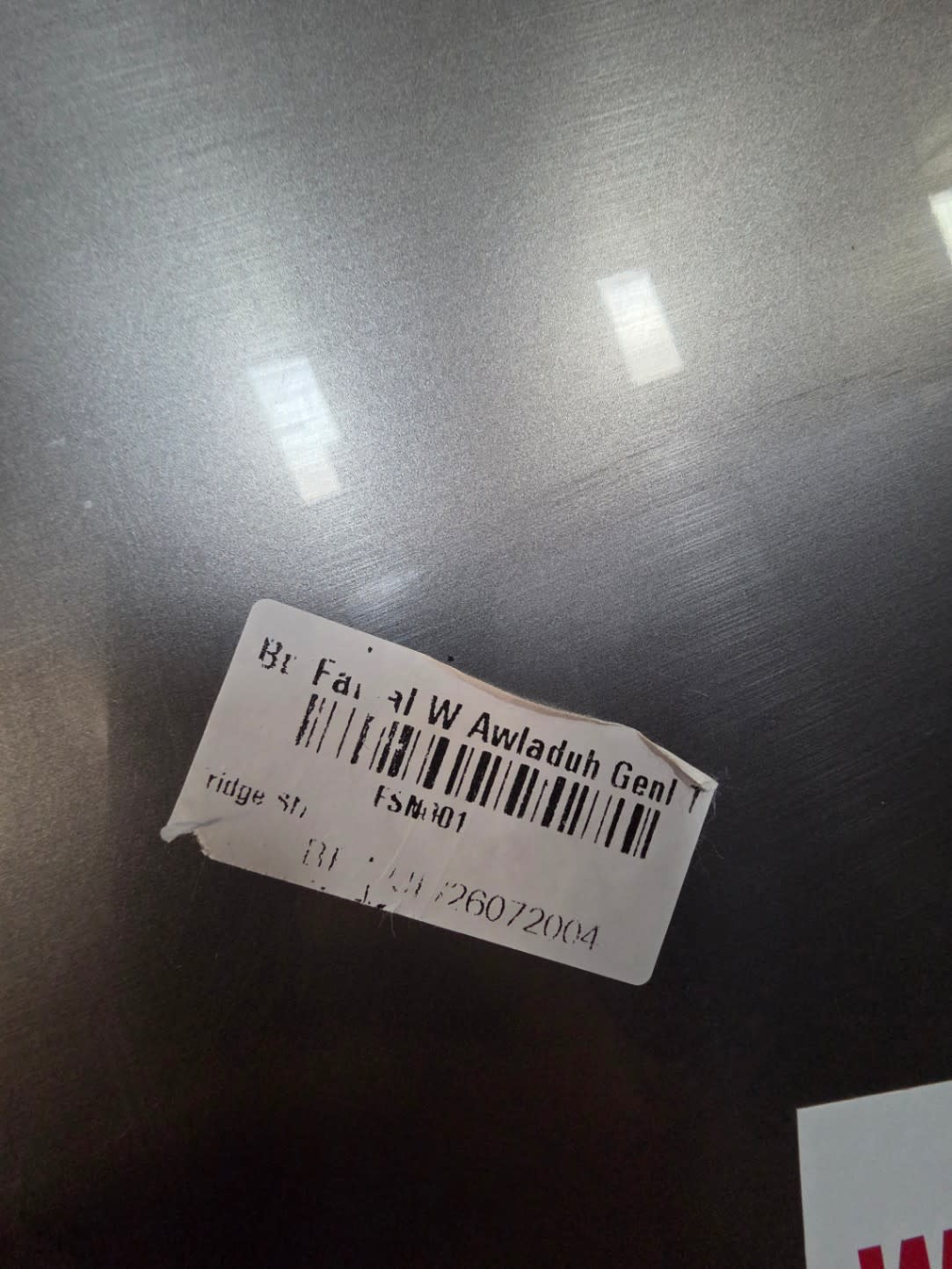 Bufaisal barcode label BF26072004 for used Samsung top-mount refrigerator