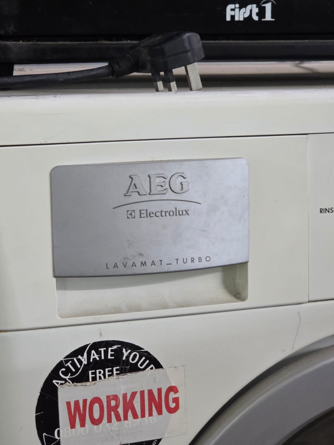 Bufaisal barcode label for used AEG Lavamat Turbo front-load washing machine