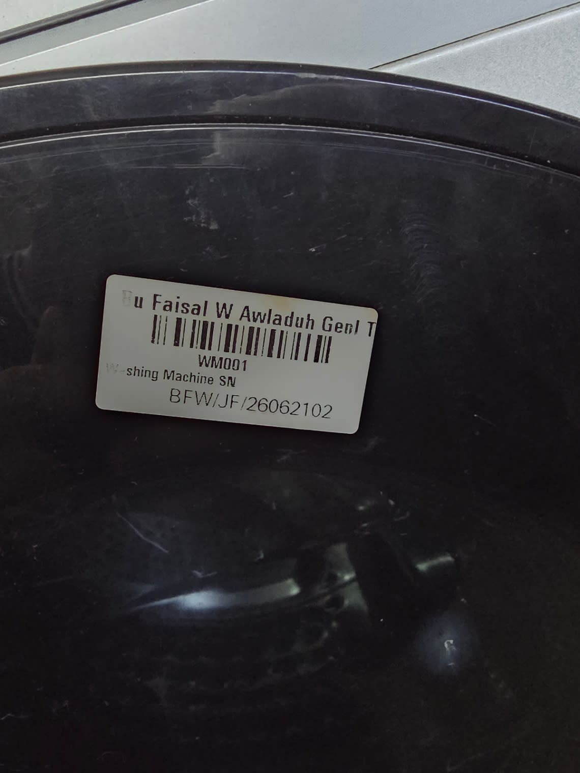 Bufaisal barcode label BFW/JF/26062102 for used Daewoo 7kg front-load washing machine