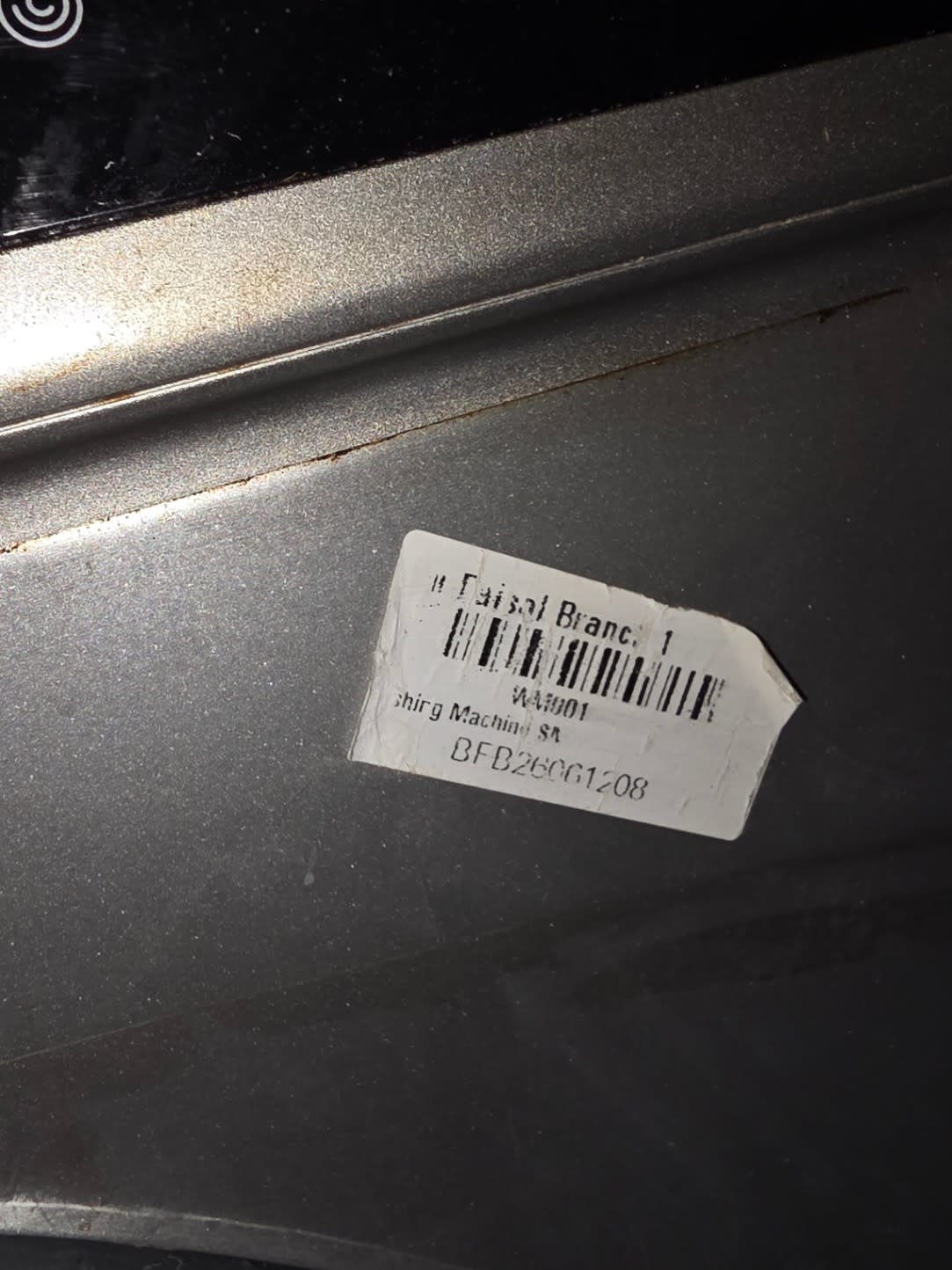Bufaisal barcode label BFB26061208 for used Hoover 6kg front-load washing machine