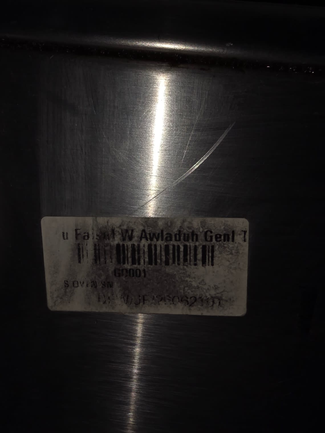 Bufaisal barcode label BFJF2506052101 for used Ikon freestanding gas cooker