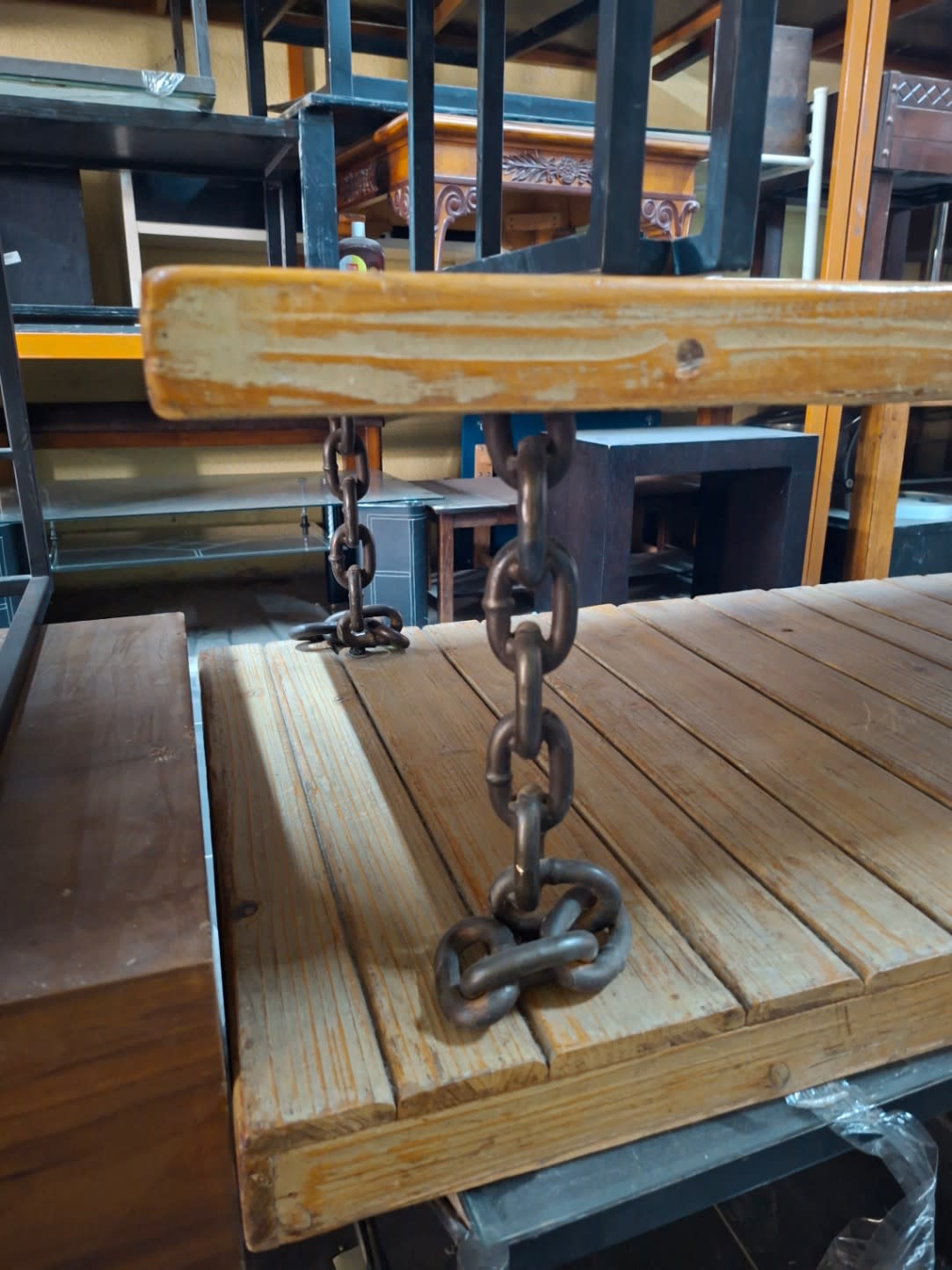 Industrial Coffee Table with Chain Detail 2