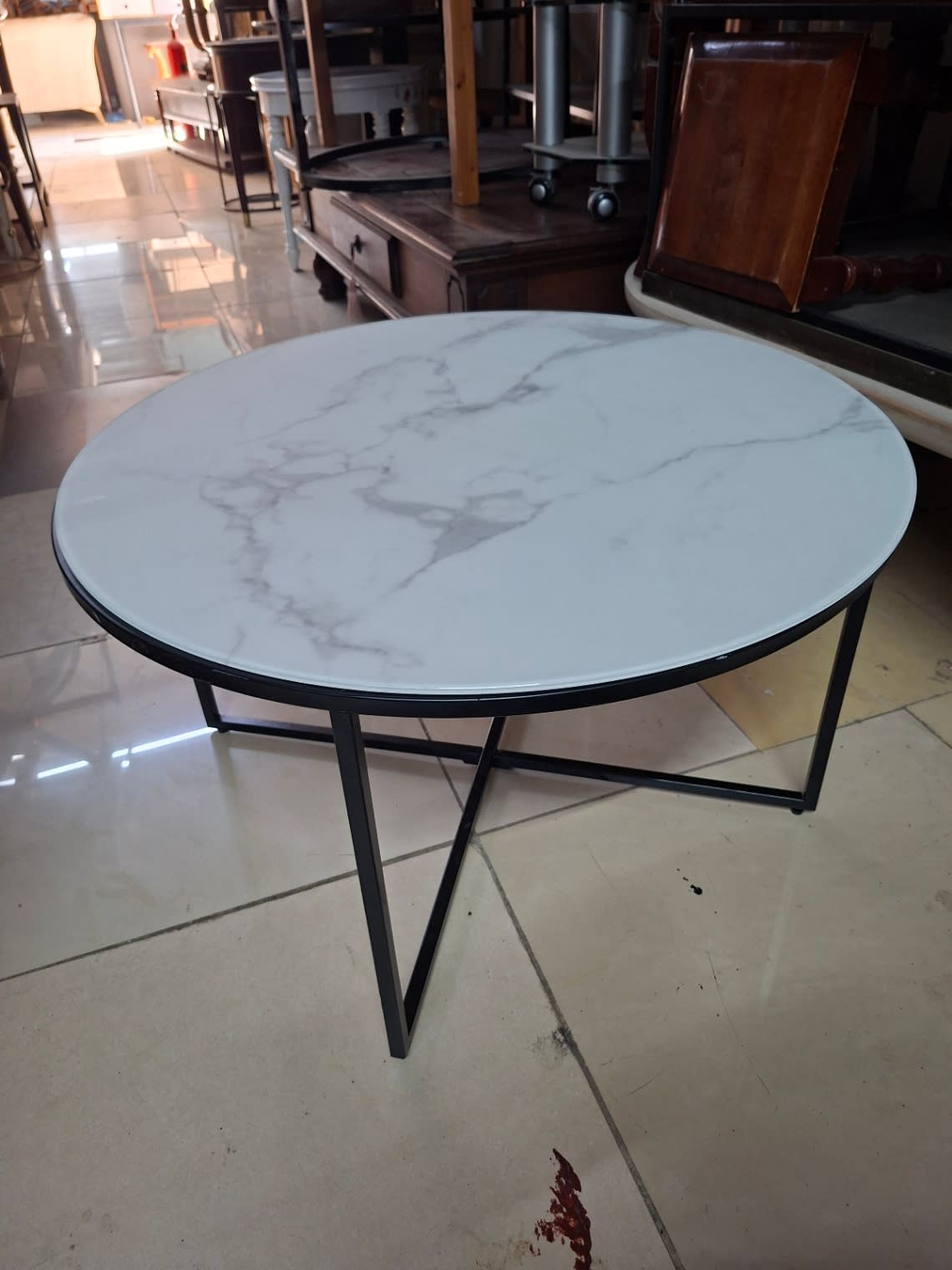 Round Coffee Table Marble-Effect Top