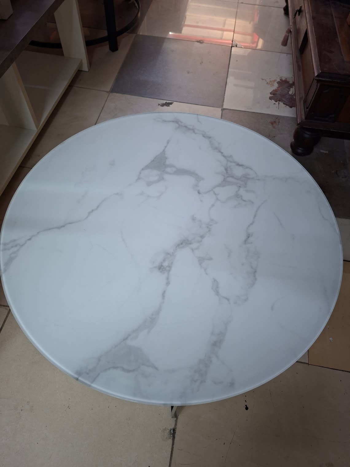 Round Coffee Table Marble-Effect Top 3