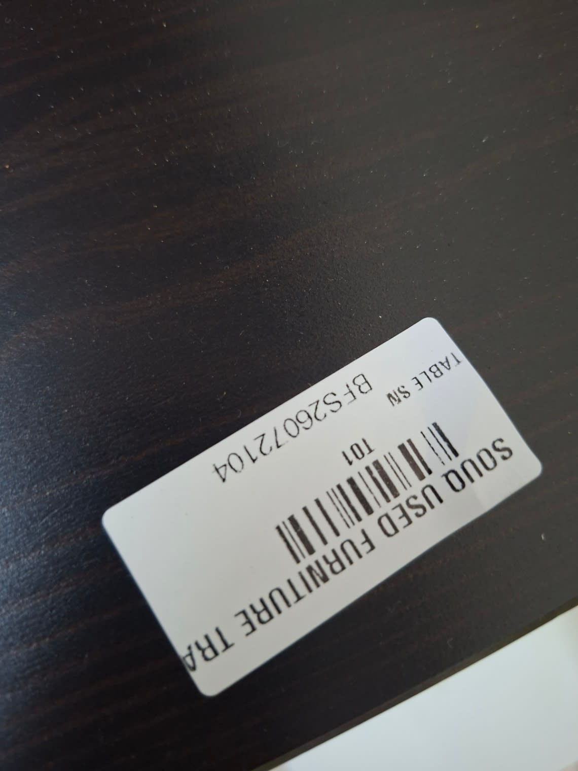 Bufaisal barcode label BFS26072104 for used dark brown bedside table