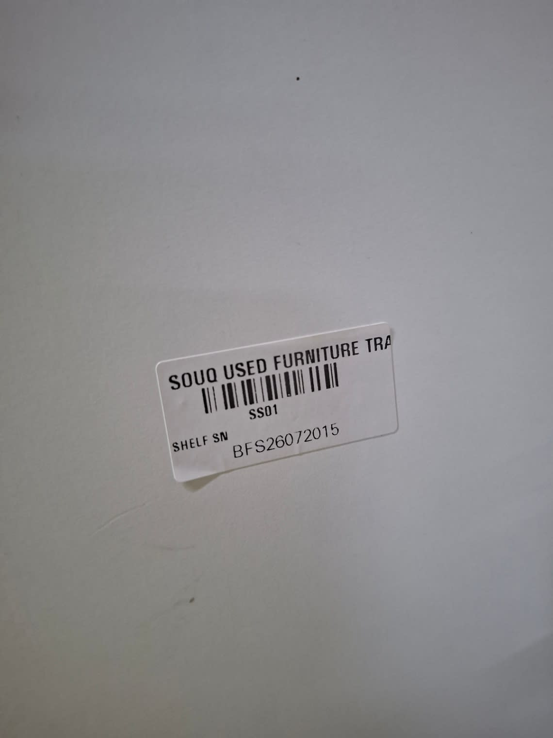 Bufaisal barcode label BFS26072015 for used single-door white wardrobe