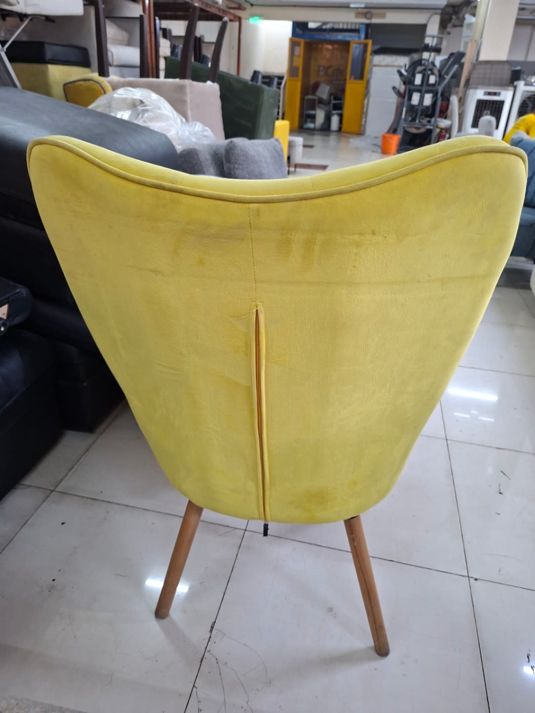 Accent Armchair Yellow Velvet 3