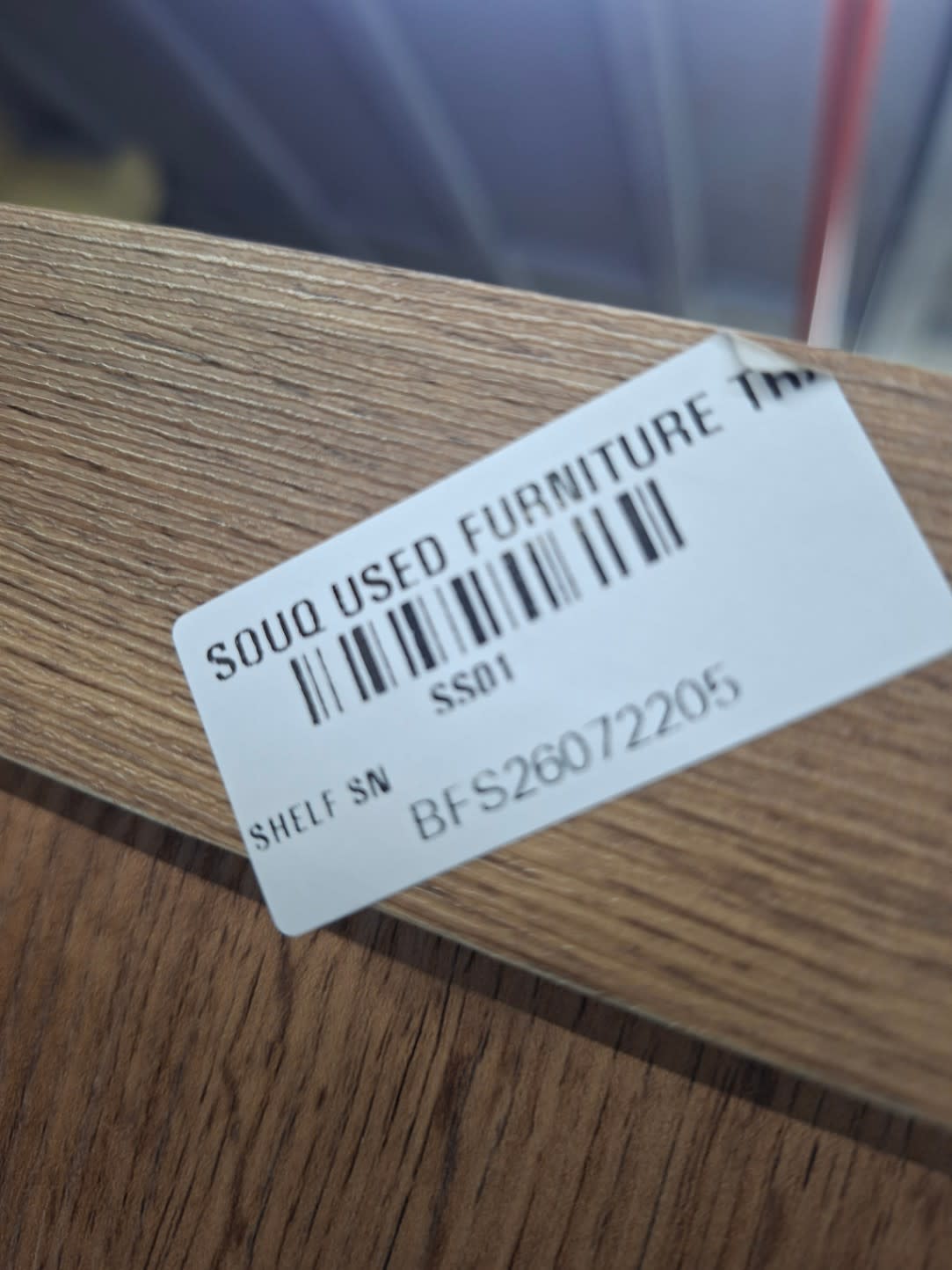Bufaisal barcode label BFS26072205 for used oak bookcase shelving unit