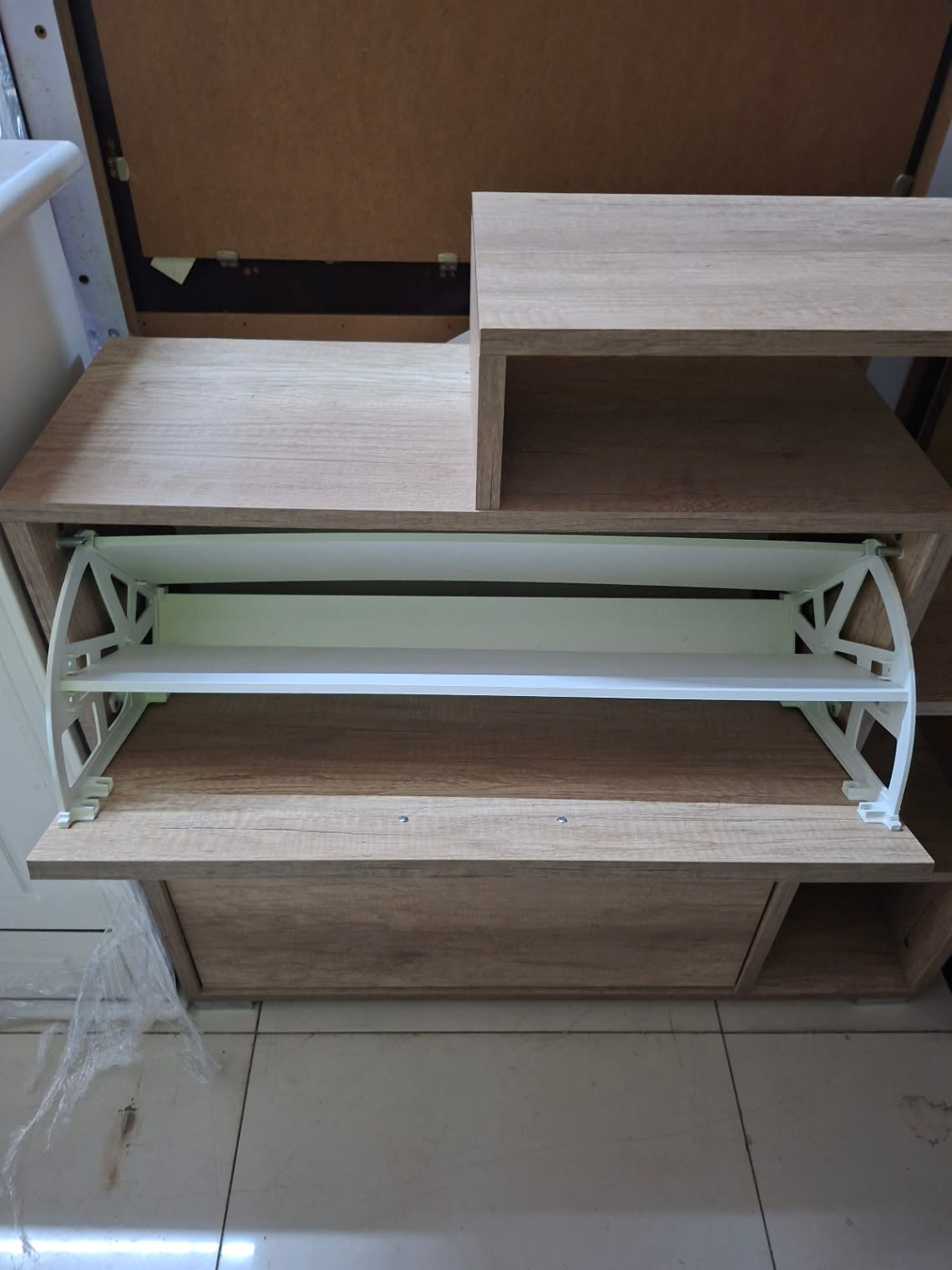 2-Drawer Flip-Door Shoe Cabinet with Side Shelves 3