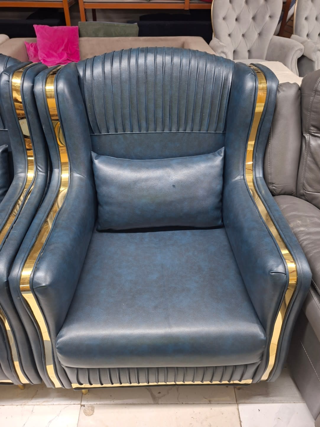 Used blue wingback accent chair at Bufaisal Ajman — item ID ab46ee4f
