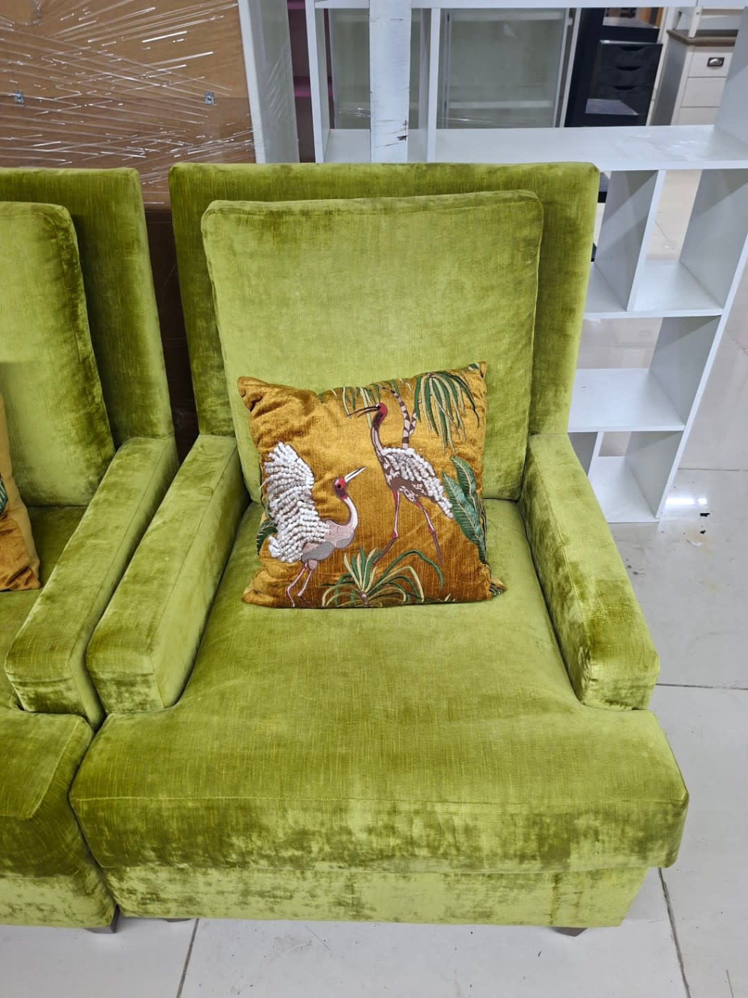 Pair of Accent Armchairs Green Velvet 2