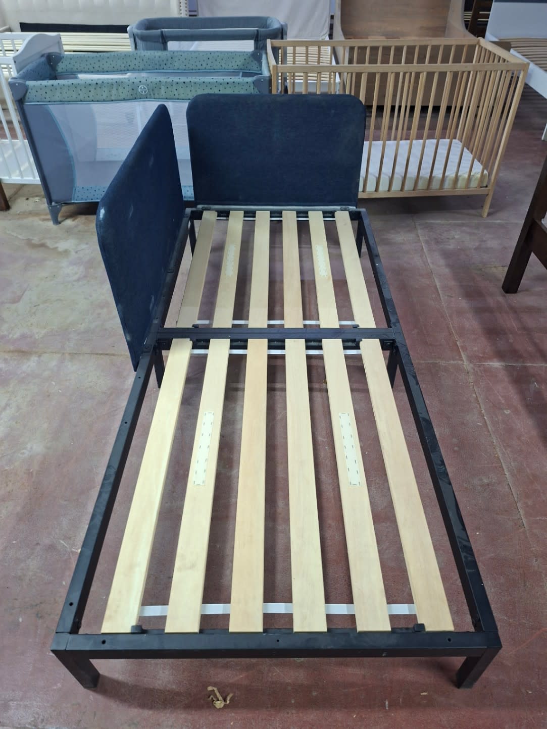 Single Bed Frame with Upholstered Headboard