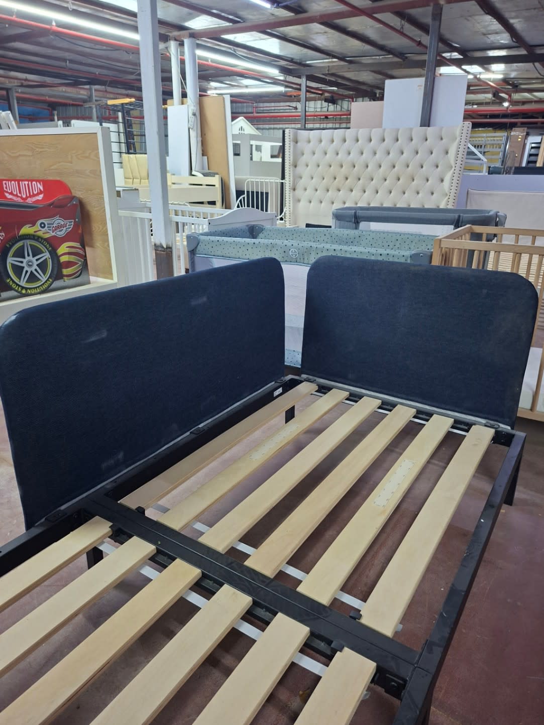 Single Bed Frame with Upholstered Headboard 3