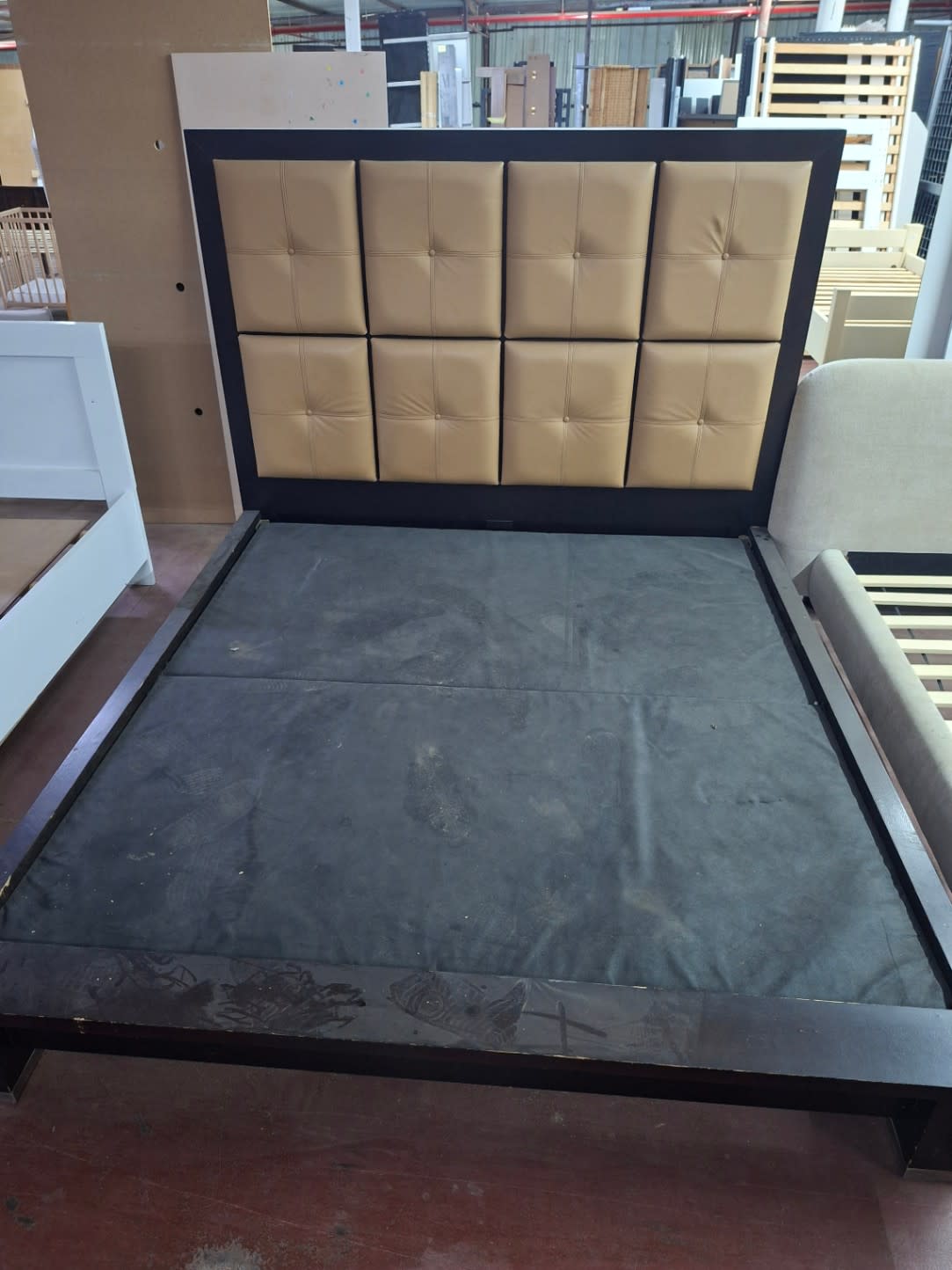 King Bed Frame with Tufted Headboard