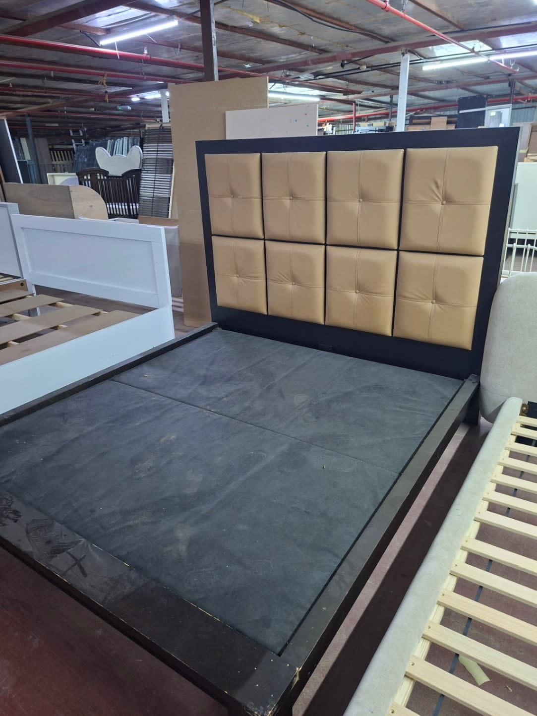 King Bed Frame with Tufted Headboard 2