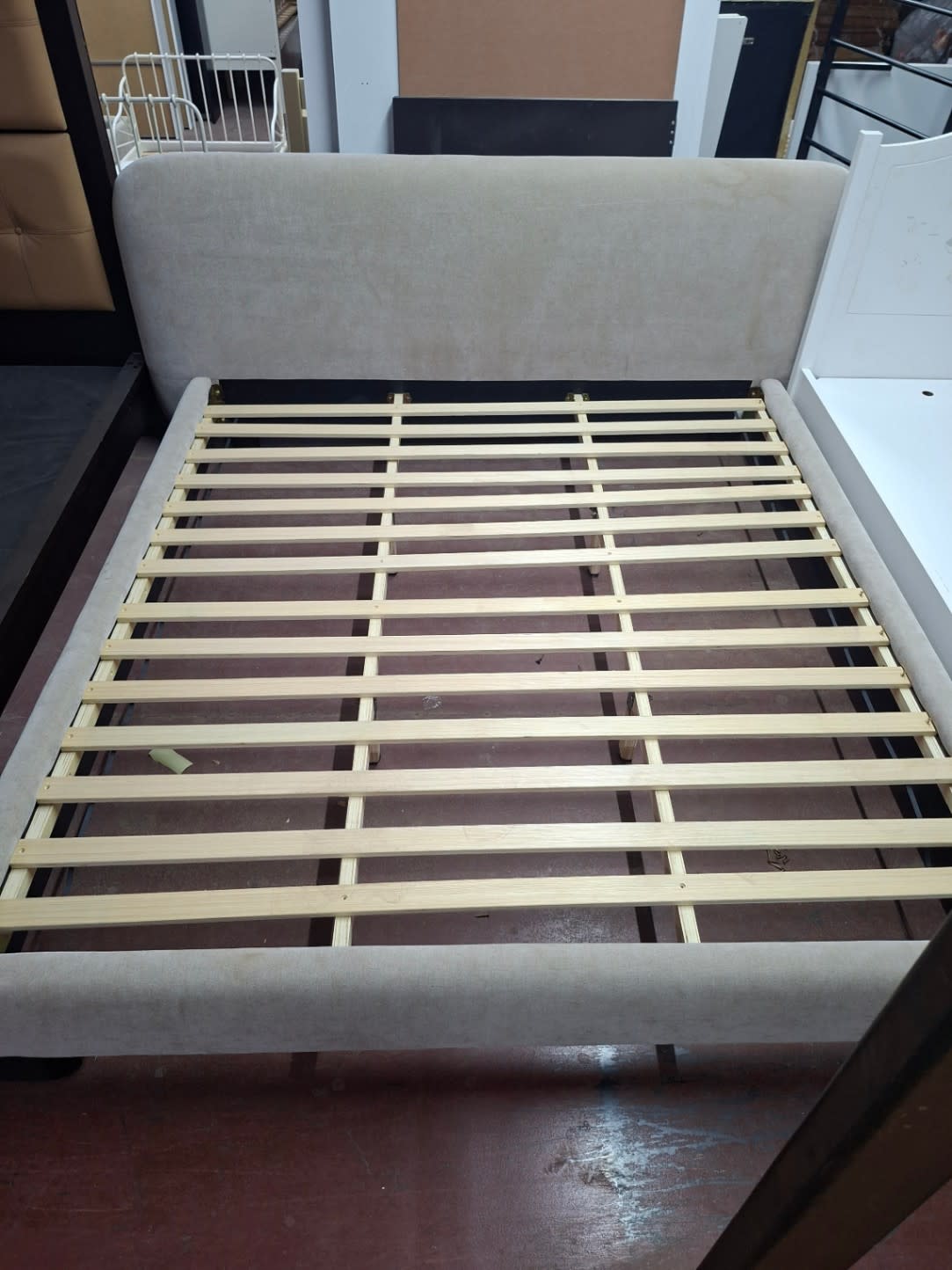 Upholstered Bed Frame with Slatted Base