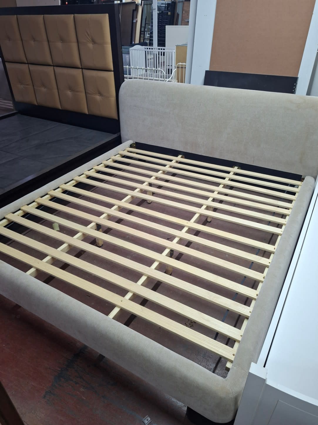 Upholstered Bed Frame with Slatted Base 3