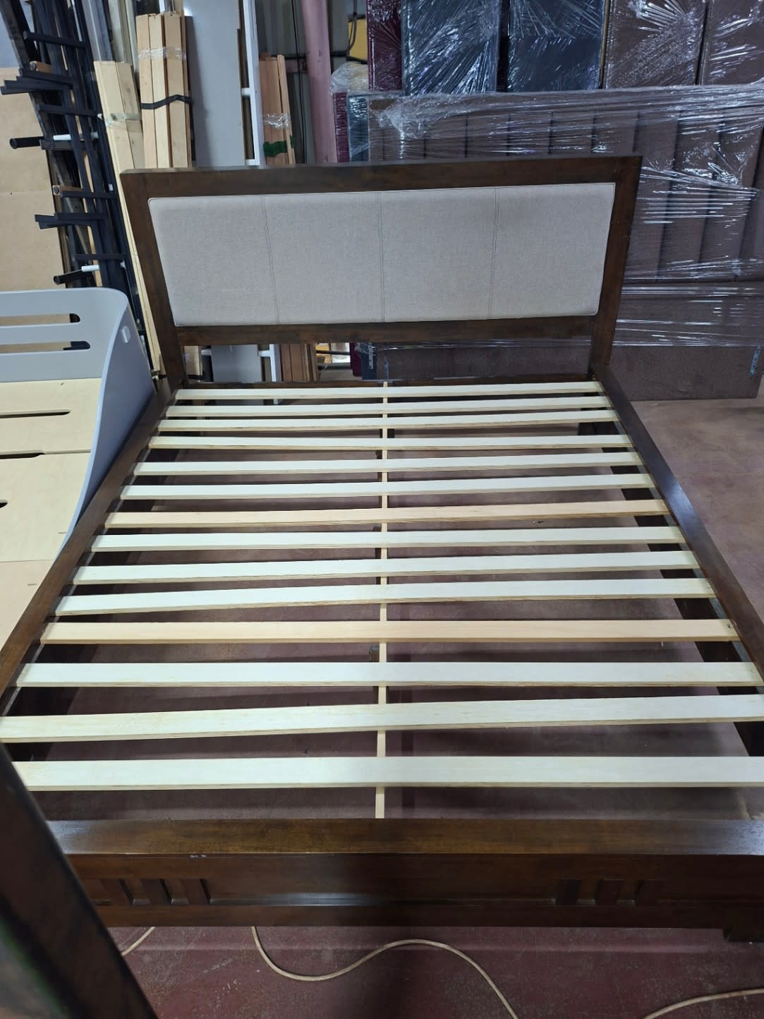 King Bed Frame with Upholstered Headboard