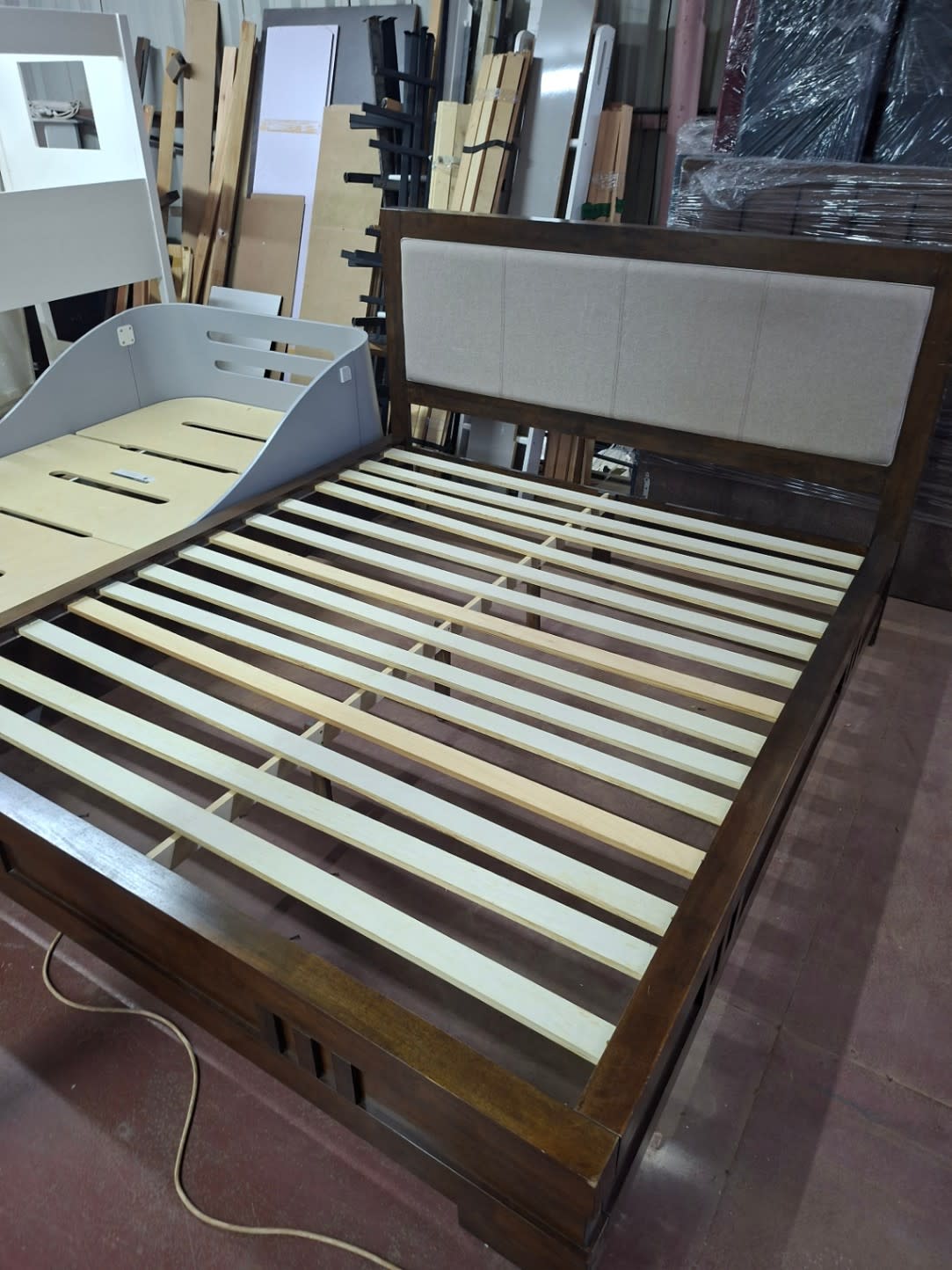 King Bed Frame with Upholstered Headboard 2
