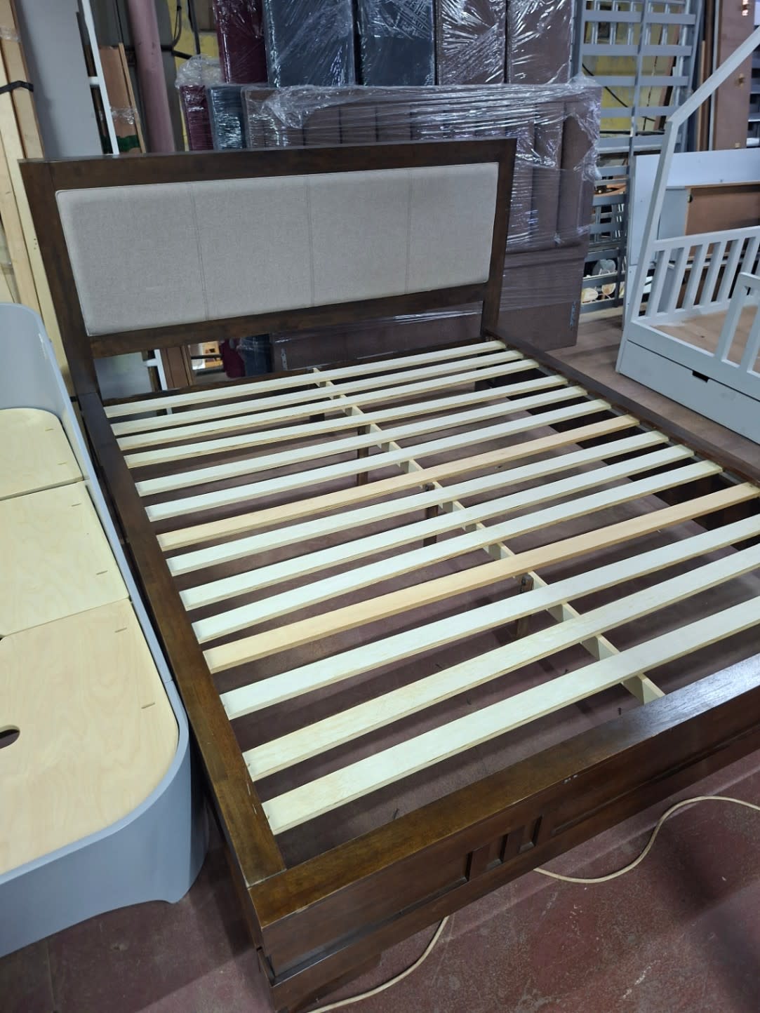 King Bed Frame with Upholstered Headboard 3