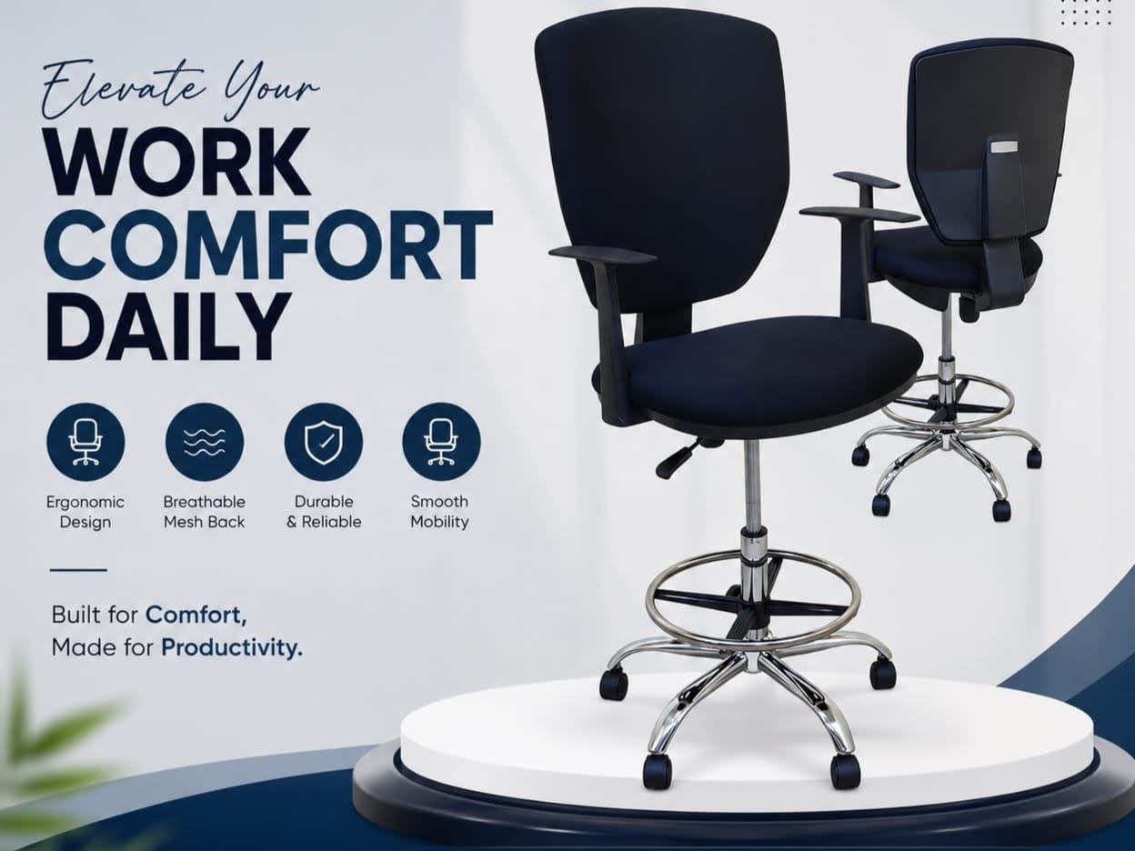 Drafting Office Chair with Footrest Ring
