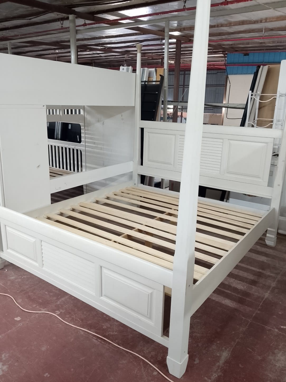 Four-Poster Bed Frame White 3