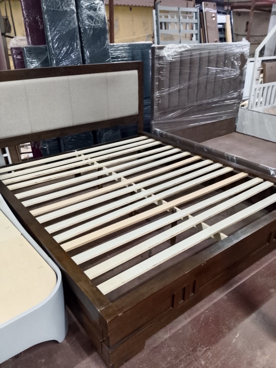 King Bed Frame with Storage and Upholstered Headboard 2