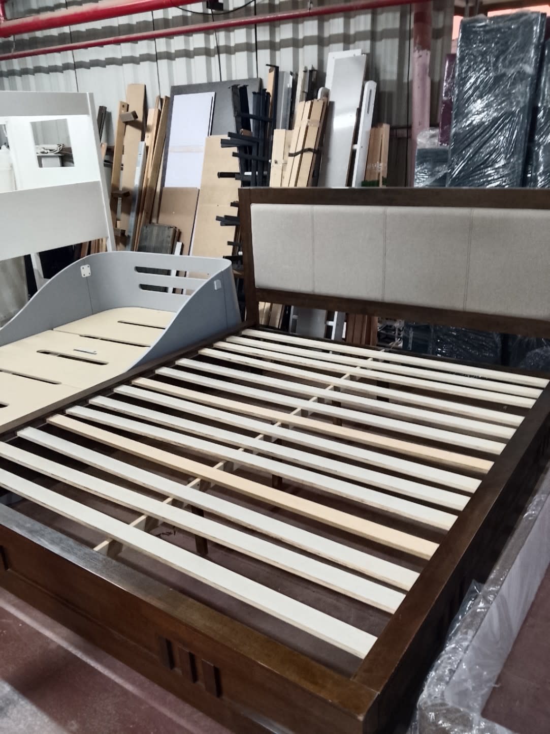 King Bed Frame with Storage and Upholstered Headboard 3