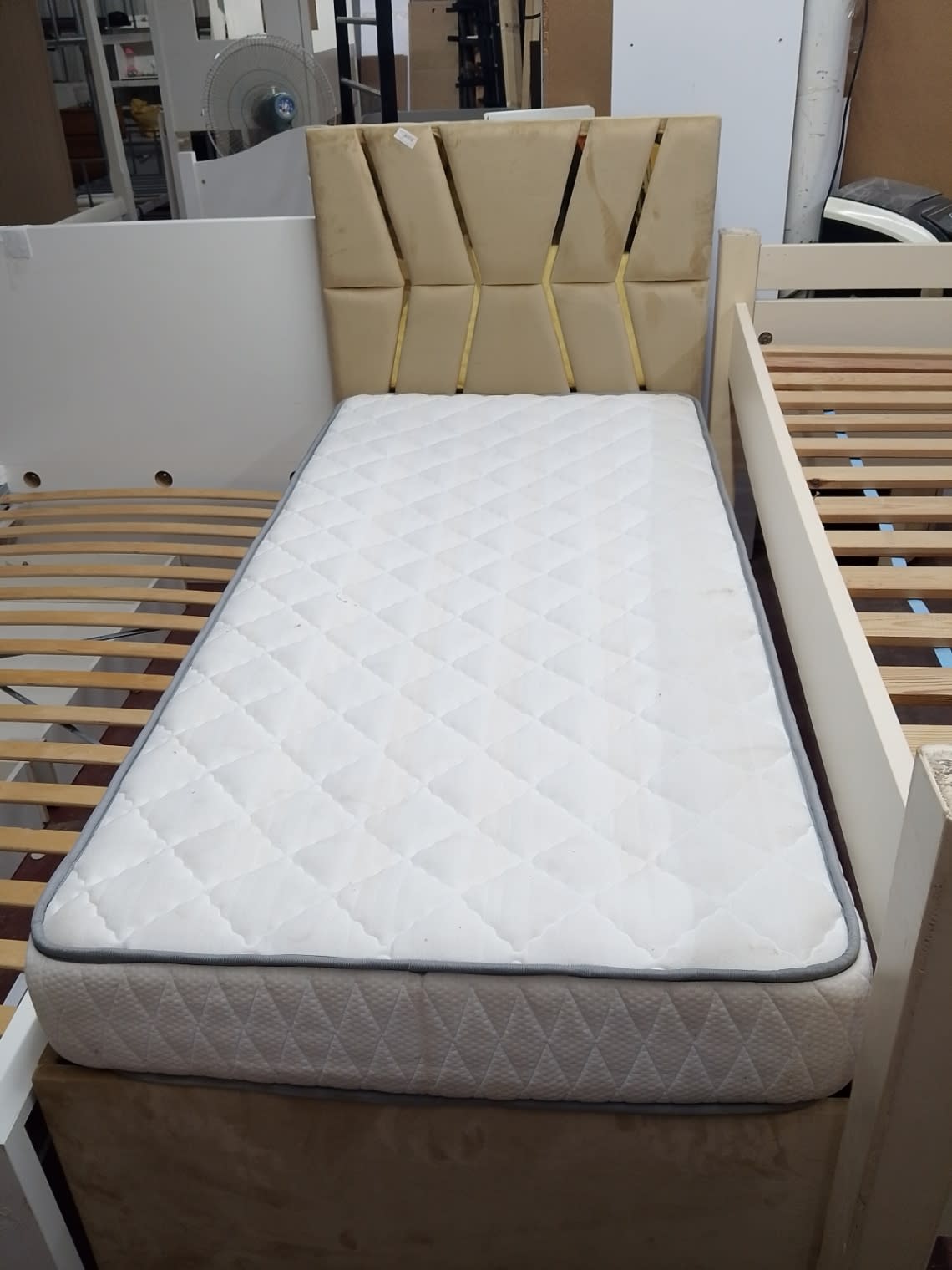 Single Bed Frame with Headboard and Mattress