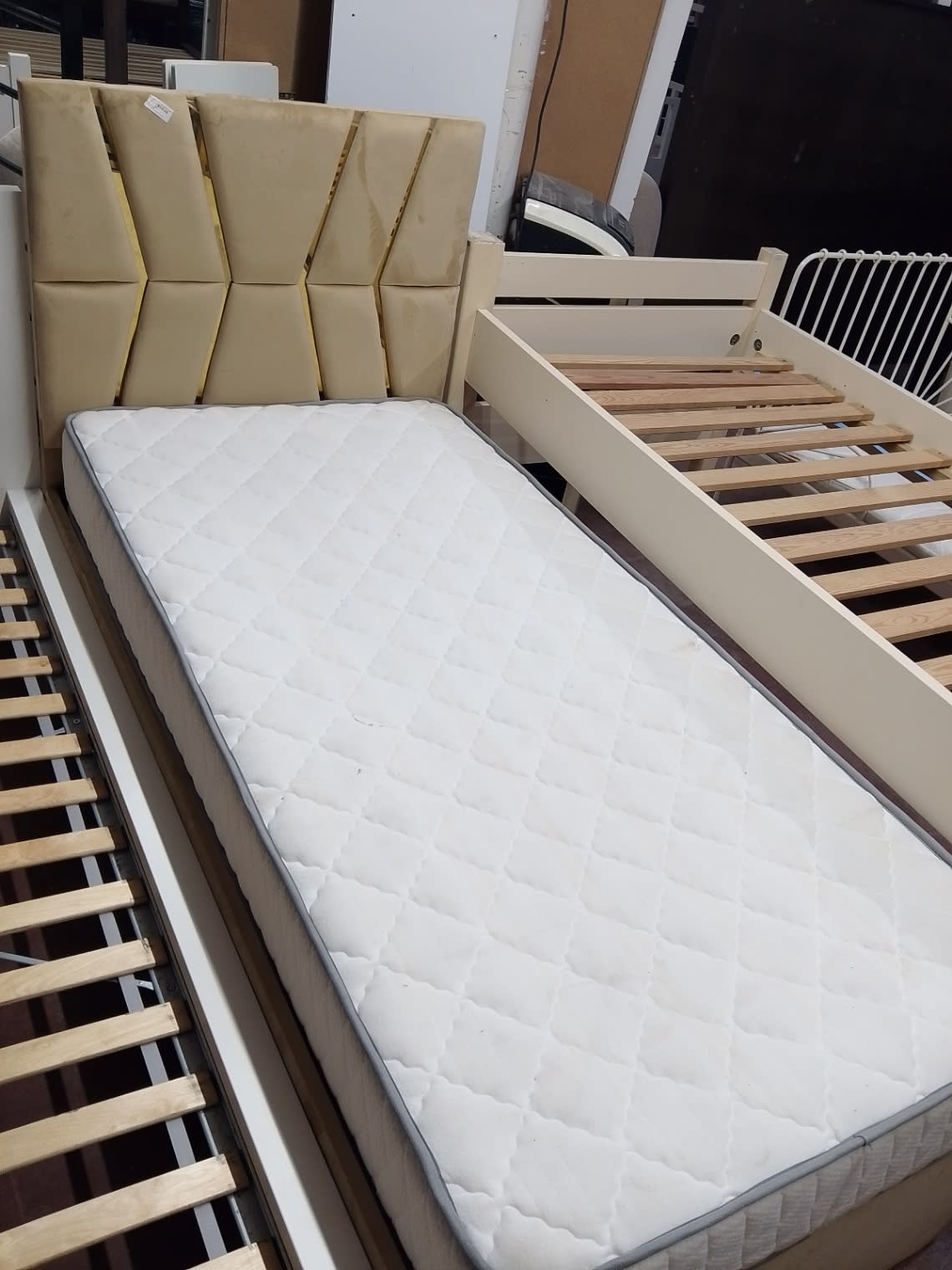 Single Bed Frame with Headboard and Mattress 2
