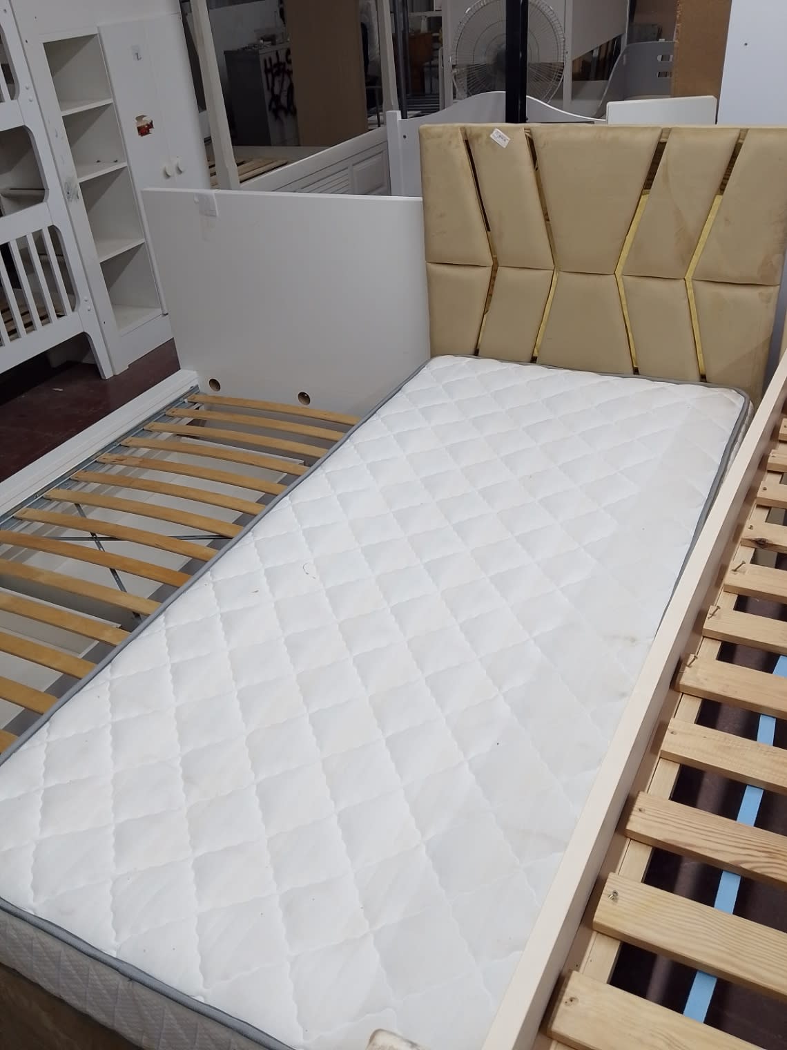 Single Bed Frame with Headboard and Mattress 3