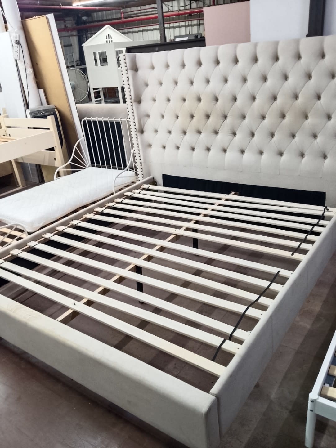 Wingback Upholstered King Bed Frame