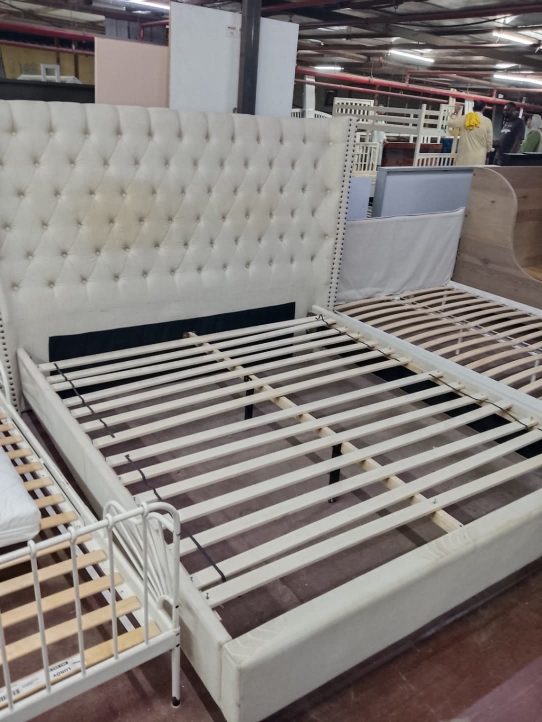 Wingback Upholstered King Bed Frame 2