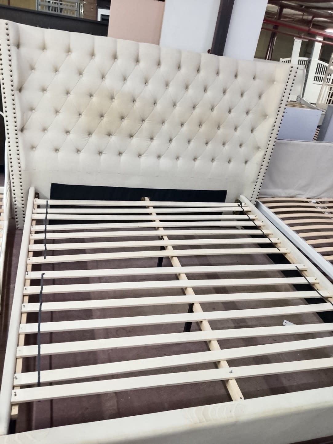 Wingback Upholstered King Bed Frame 3