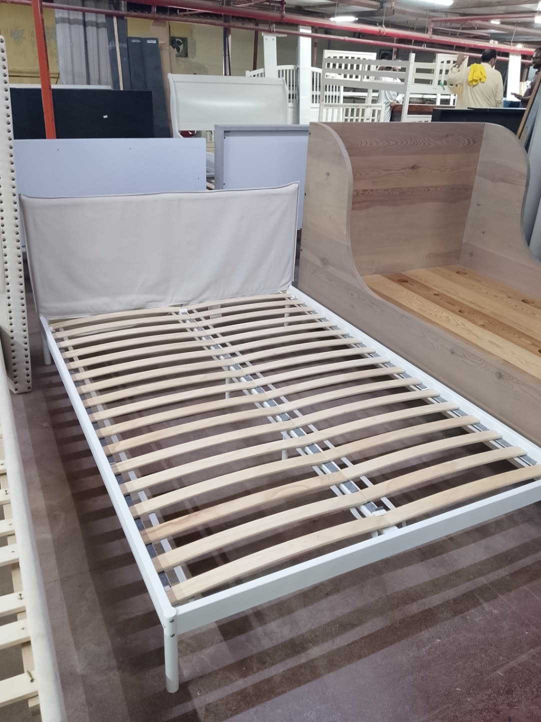 Queen Bed Frame with Upholstered Headboard