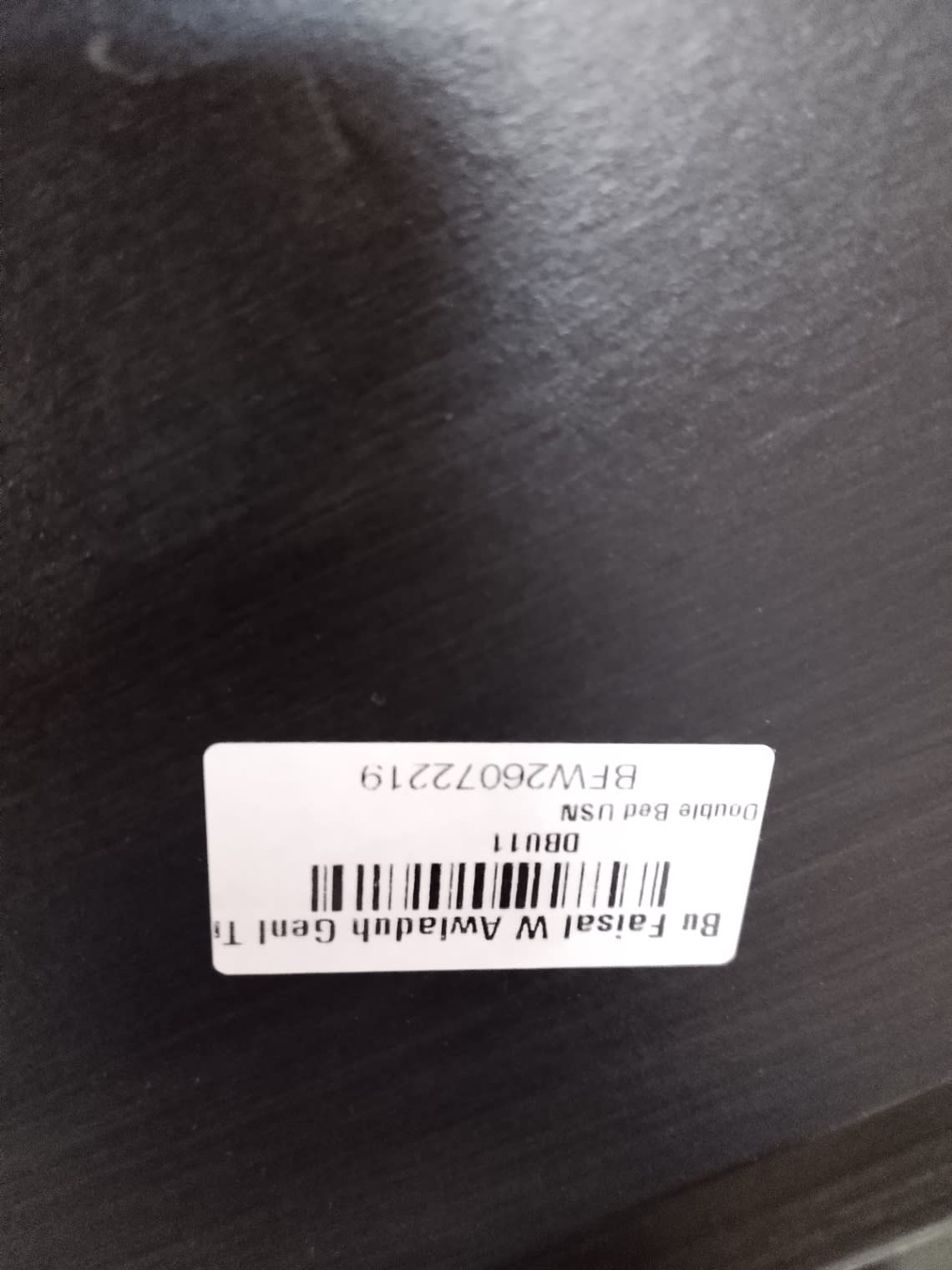 Bufaisal barcode label BFW26072219 for used double bed frame