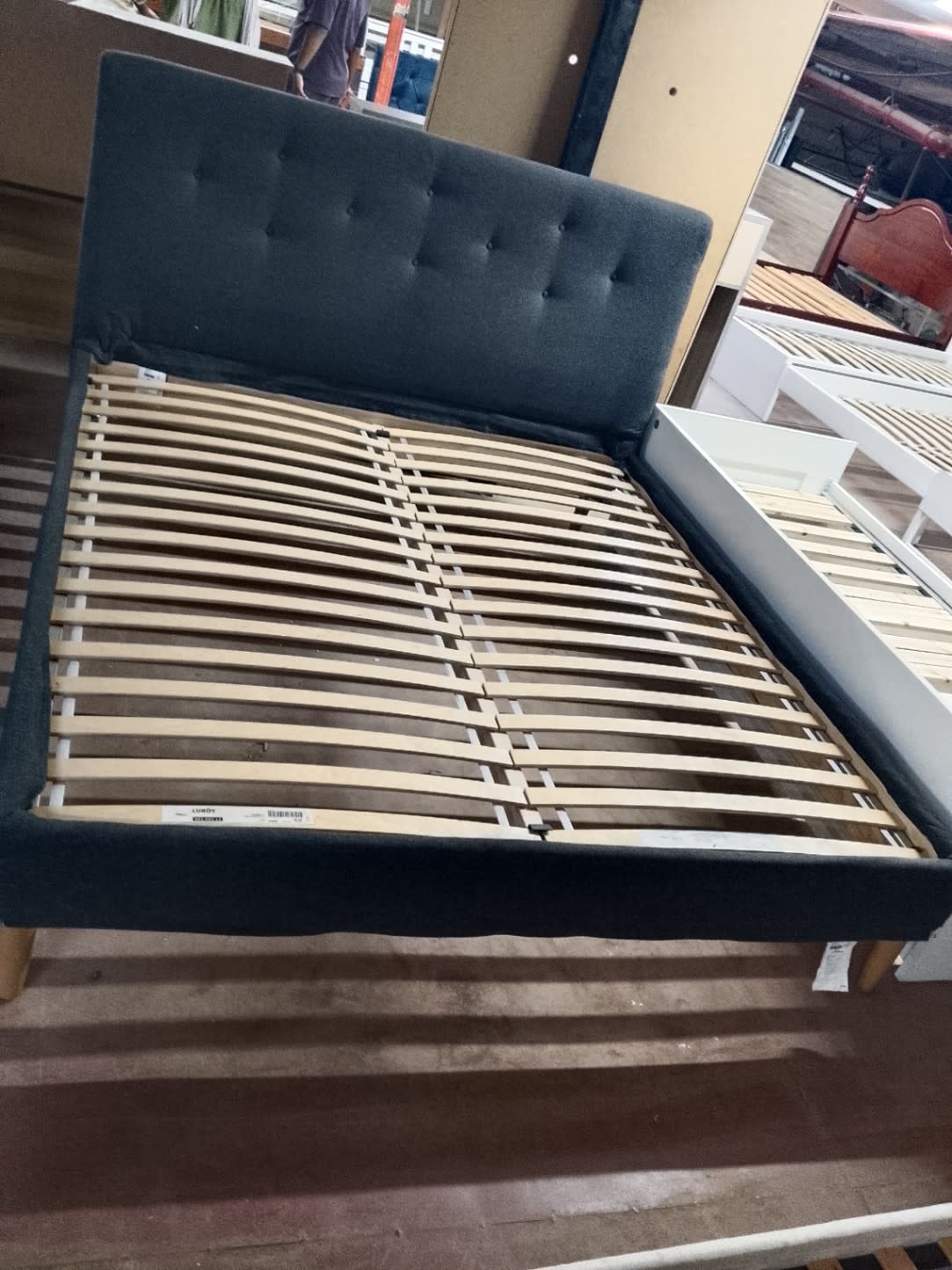 Upholstered Bed Frame with Tufted Headboard