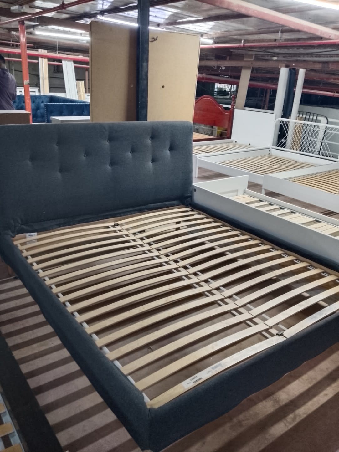 Upholstered Bed Frame with Tufted Headboard 2