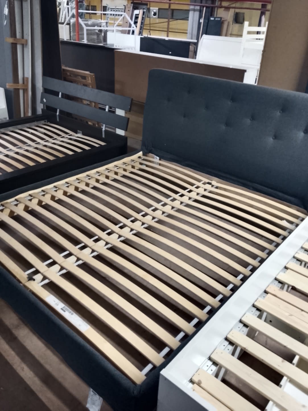 Upholstered Bed Frame with Tufted Headboard 3