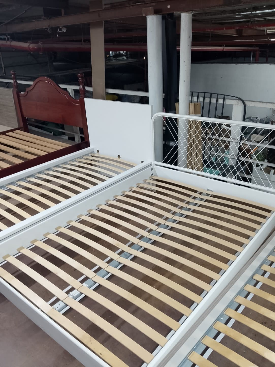Queen Bed Frame White Metal
