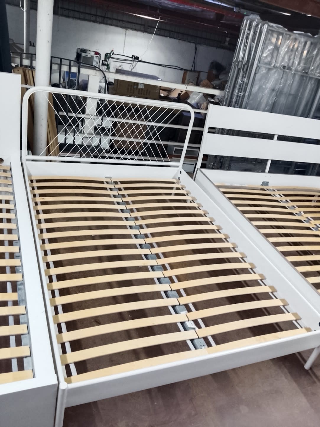 Queen Bed Frame White Metal 2